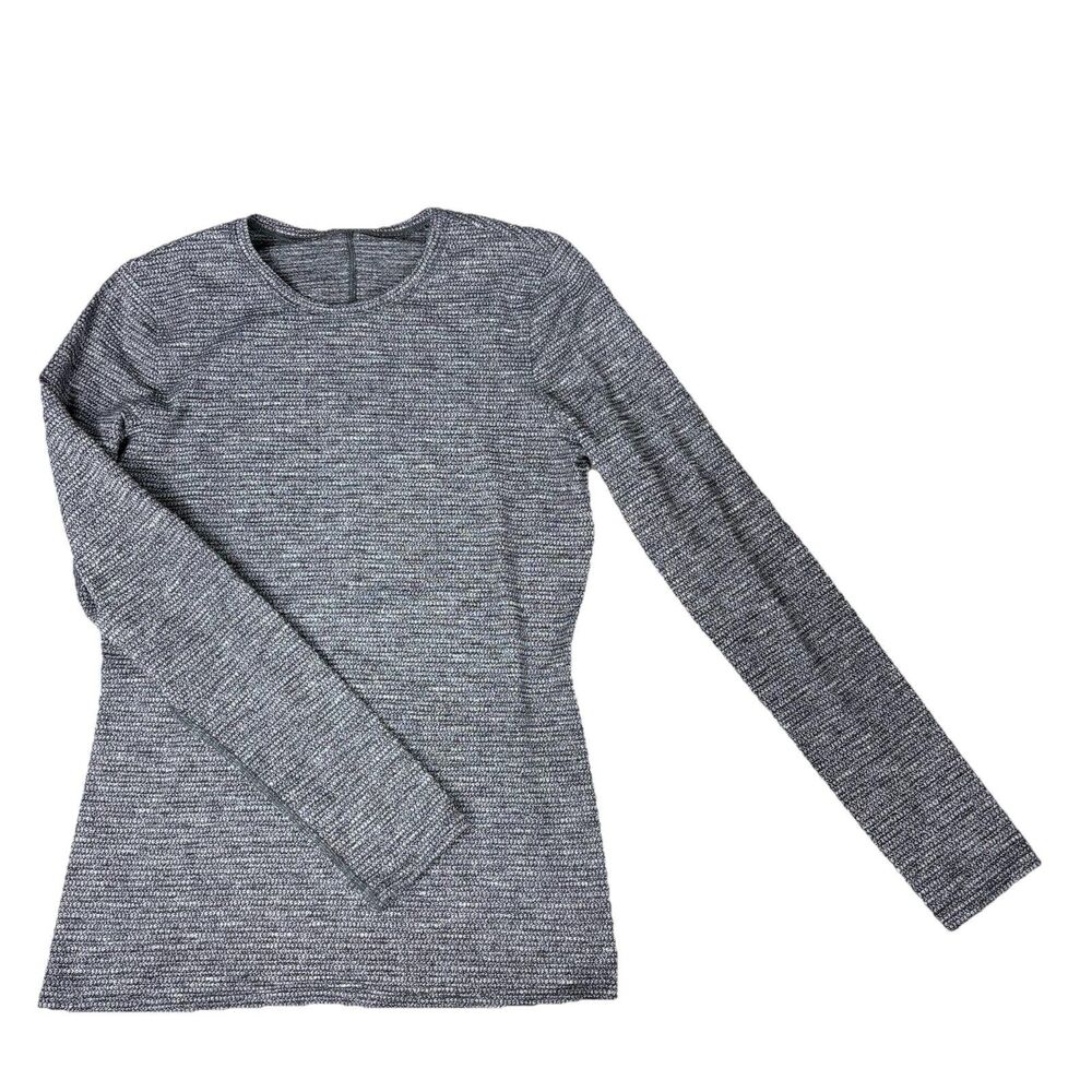 Lululemon Kitsilano Coco Pique Black White Fitted Long‎ Sleeve Size 6